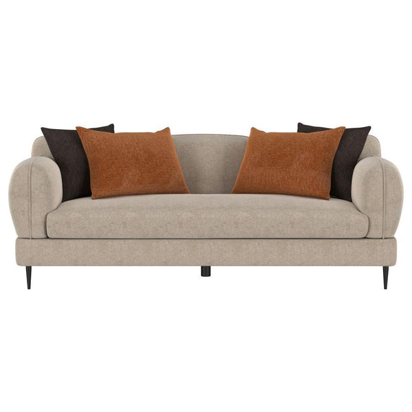 Jade - Chenille Upholstered Sculpted Track Arm Sofa - Latte