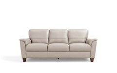 Find your mid-century modern style with the beautiful mid-century-inspired Bennie Collection. Upholstered in beautiful white leather, these pieces become even more appealing through the years. The Bennie sofa completes your living space with its deep seat
