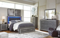 Lodanna - 9 Pc. - Dresser, Mirror, Chest, Queen Platform Bed with 2 Storage Drawers, 2 Nightstands - Gray