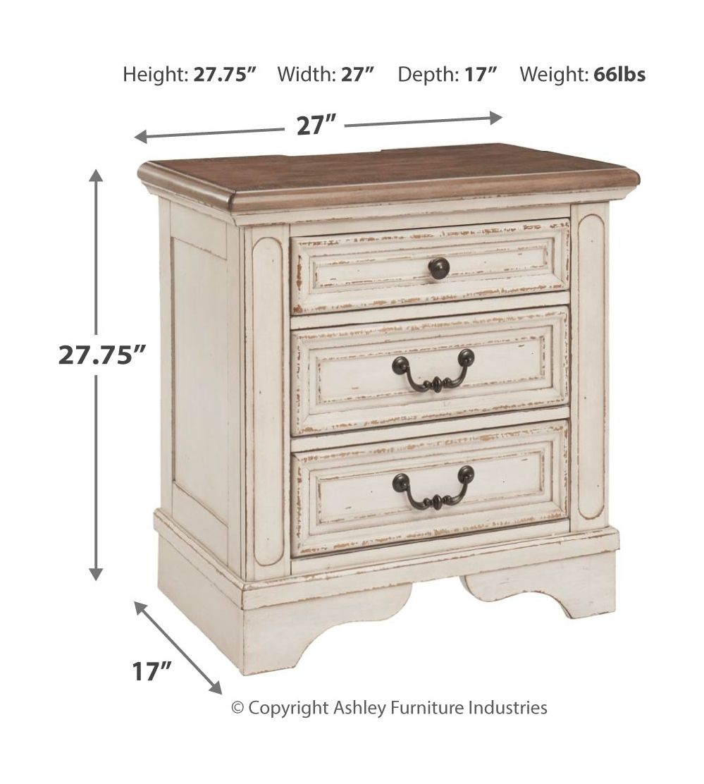 Traditional cottage design. Antiqued two-tone finish featuring chipped white cases with distressed wood finished tops. Tops feature Oak veneers, while the cases are made with engineered wood substrates and Poplar solids. Framed drawer fronts and overlay d