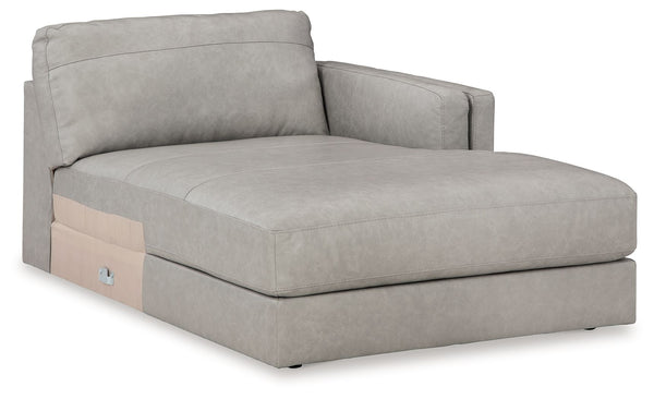 This right-arm facing corner chaise is made with a combination of 100% top grain leather and faux leather upholstery. Pairs with other items in the series to make a sectional.<br><br><b>Additional Dimensions</b><br><ul><li>Arm height: 26-"</li><li>Seat de