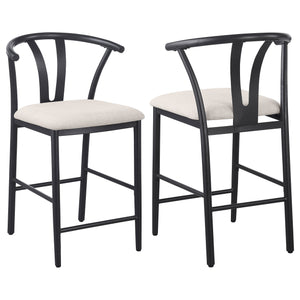 Inspired by Danish design, this counter height wishbone chair brings a touch of modern elegance to your dining or bar area. Its sleek metal frame offers exceptional sturdiness and durability, ensuring long-lasting use while maintaining a minimalist aesthe