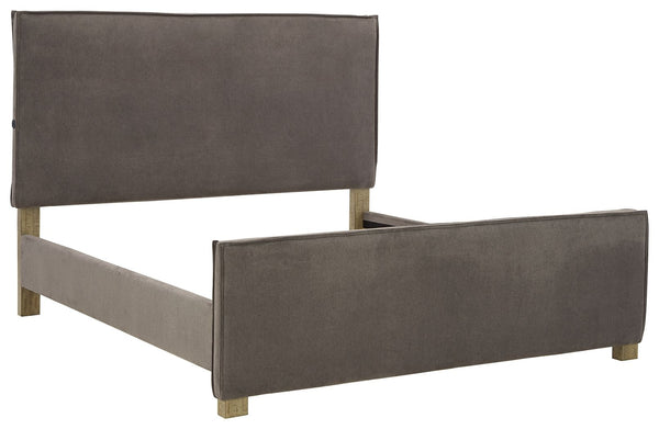 Krystanza - Weathered Gray - Queen Upholstered Panel Bed