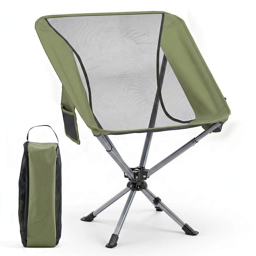 Turn freely and enjoy the full view with a 360Â° swivel seat<br>Lightweight and rustproof aluminium tubes support longer outdoor use<br>Tear-resistant 600D Oxford fabric ensures excellent durability<br>Breathable mesh promotes airflow to prevent stuffines