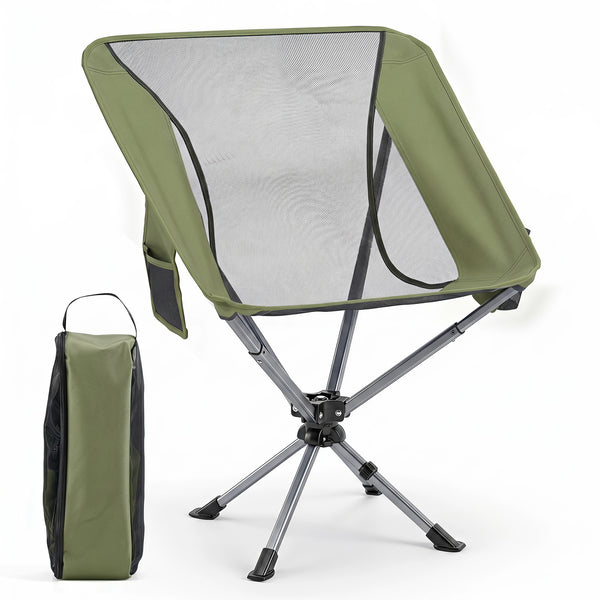 Turn freely and enjoy the full view with a 360Â° swivel seat<br>Lightweight and rustproof aluminium tubes support longer outdoor use<br>Tear-resistant 600D Oxford fabric ensures excellent durability<br>Breathable mesh promotes airflow to prevent stuffines