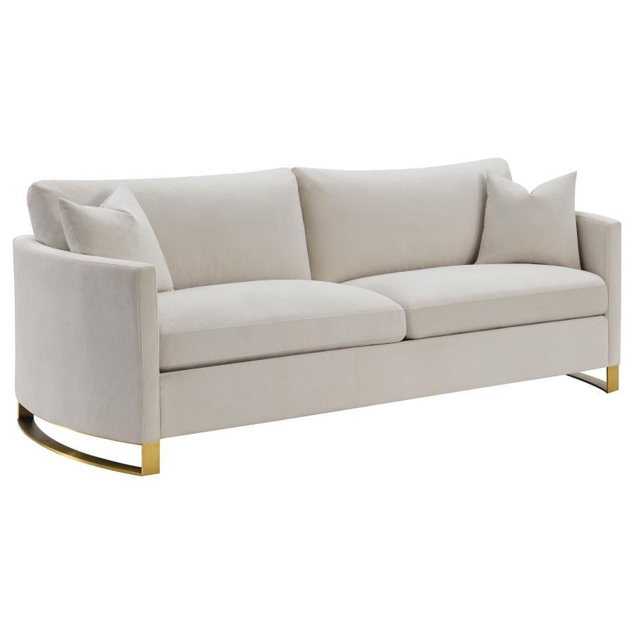 Cool opulence meets magnificent comfort in this plush sofa. It-'s fashioned with kiln-dried solid pine wood, velvet, and foam with accent pillows for additional style and plush comfort. Reversible feather blend cushioned seat backs offer unsurpassed relax