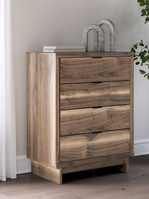  retooled for todayâ€™s trends. This chest of drawers puts an elevated twist on mod aesthetics. Its warm brown tones reflect the mid-century vibes you love