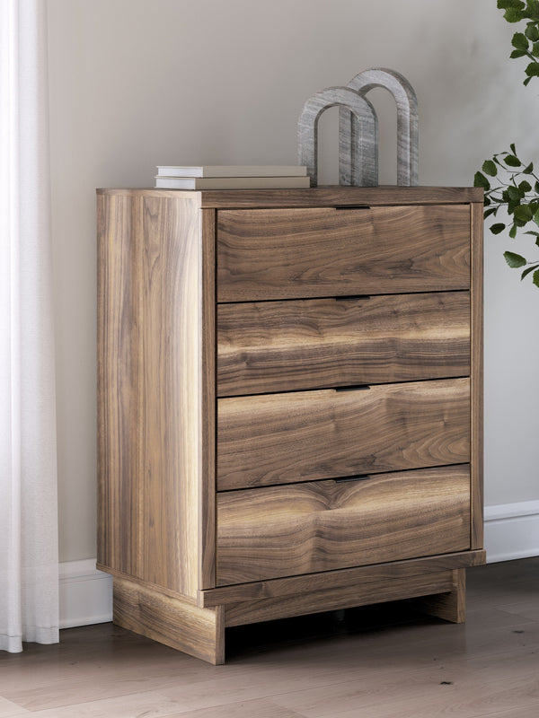 retooled for todayâ€™s trends. This chest of drawers puts an elevated twist on mod aesthetics. Its warm brown tones reflect the mid-century vibes you love
