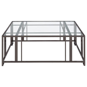 Adri - Square Glass Top Coffee Table With Casters - Black Nickel