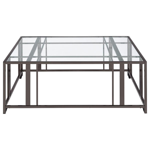 Adri - Square Glass Top Coffee Table With Casters - Black Nickel
