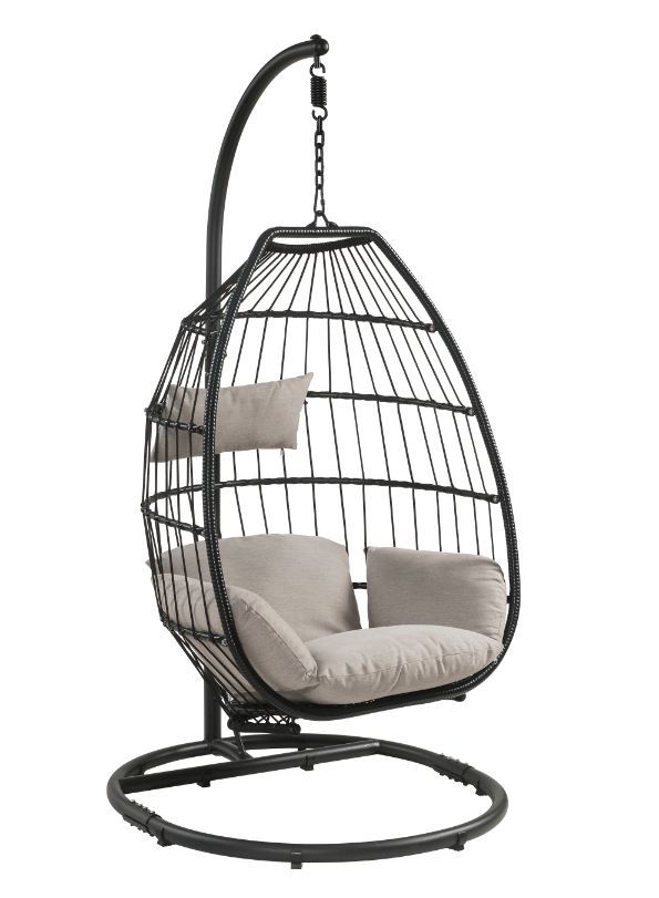 Transform your outdoor patio with the Oldi patio hanging chair. The trendy design instantly creates an oasis at home. Catch some rays or cuddle up with a good book. The foam-filled cushion allows for hours of comfort, while the egg shape contours to your 