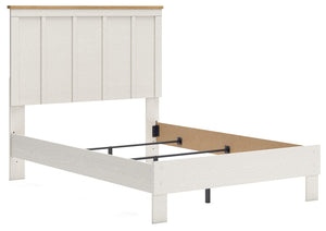 Linnocreek - White / Warm Brown - Full Panel Bed