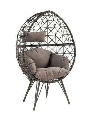 Inject a breath of fresh air into your home with this bohemian style accessory. All made of light and airy wicker, the chair features a teardrop-shaped frame with a geometric weave design for an increased sense of space. Muted grey finish perfectly comple