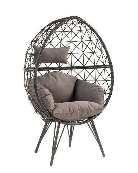 Inject a breath of fresh air into your home with this bohemian style accessory. All made of light and airy wicker, the chair features a teardrop-shaped frame with a geometric weave design for an increased sense of space. Muted grey finish perfectly comple