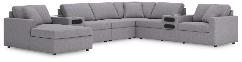 Looking cool and contemporary is great. But when it comes down to it, youâ€™re all about low-maintenance lounging. With the performance fabric on this sectional with chaise, cleaning spills is a breeze. Its customizable modular design caters to your ever-
