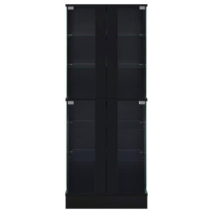 Cabra - 4-Door LED Curio Display Cabinet - Black High Gloss