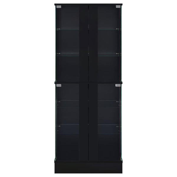 Cabra - 4-Door LED Curio Display Cabinet - Black High Gloss