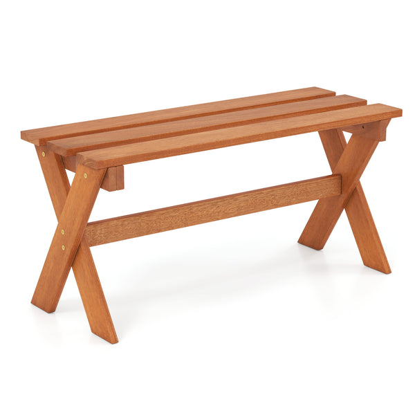 Solid hardwood construction ensures strength and long-lasting outdoor durability<br>Teak oil treated surface improves wood longevity<br>Spacious 36-inch seat comfortably accommodates 2 adults together<br>Backless design allows flexible placement from eith