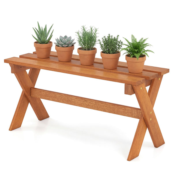 Solid hardwood construction ensures strength and long-lasting outdoor durability<br>Teak oil treated surface improves wood longevity<br>Spacious 36-inch seat comfortably accommodates 2 adults together<br>Backless design allows flexible placement from eith