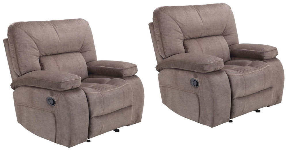 Combining the best of both a recliner and a glider, this stylish Manual Glider Recliner gives you endless options. Relax with your feet up or enjoy the soothing effect of its smooth gliding motion.<br/><br/><b>Product Features</b><ul><li>Manual-powered se