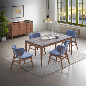 Bevis - Side Chair (Set of 2) - Blue & Walnut