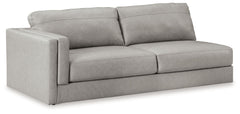 This left-arm facing sofa is made with a combination of 100% top grain leather and faux leather upholstery. Pairs with other items in the series to make a sectional.<br><br><b>Additional Dimensions</b><br><ul><li>Arm height: 26-"</li><li>Seat depth: 27-"<