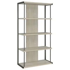 Keep your essentials and decor where you can show them off using this contemporary grey bookcase, designed with an open and airy frame complete with four slim whitewashed grey shelves held in place by a contrasting grey finished frame. Two slim rods punch