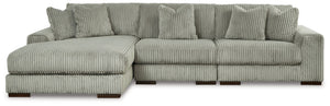 Plush and posh. Showcase your eye for on-trend texture with the statement-making cord upholstery of this sectional with chaise. Its stunningly soft fabric entices in a warm neutral hue, complementing contemporary color palettes. Sink into the cushions and