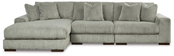 Plush and posh. Showcase your eye for on-trend texture with the statement-making cord upholstery of this sectional with chaise. Its stunningly soft fabric entices in a warm neutral hue, complementing contemporary color palettes. Sink into the cushions and