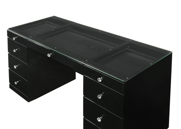  a perfect fusion of functionality and fashion. Its glossy black finish and clean lines are complemented by the sparkle of crystal-like knobs