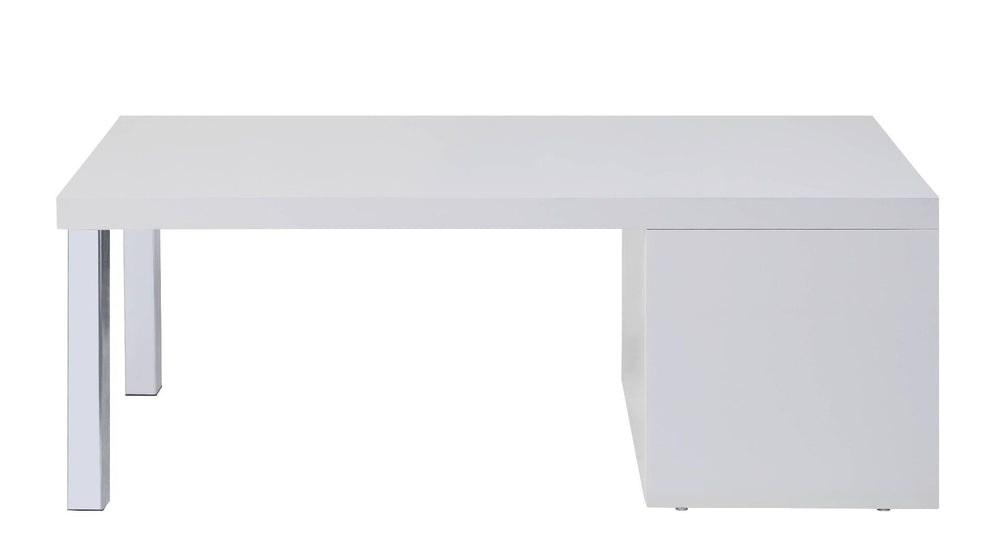 Harta - Coffee Table - White High Gloss & Chrome - 48-"<br/><br/><b>Product Features</b><ul><li>Occasional Tables Set</li><li>Storage: Coffee Table w/ Open Compartments</li><li>High Gloss Wooden Top & Shelves</li><li>Metal Straight-Square Leg</li><li>Case