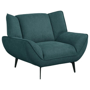 Extra width is extra comfort for lounging and reading in an easy, stylish chair with mid-century modern vibes. This comfy and stylish chair is a great choice for more compact spaces and apartments, or as a partner to a seating ensemble. Gorgeous teal fabr