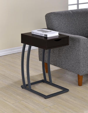  this cappuccino accent table is full of contemporary upgrades. Great as an end