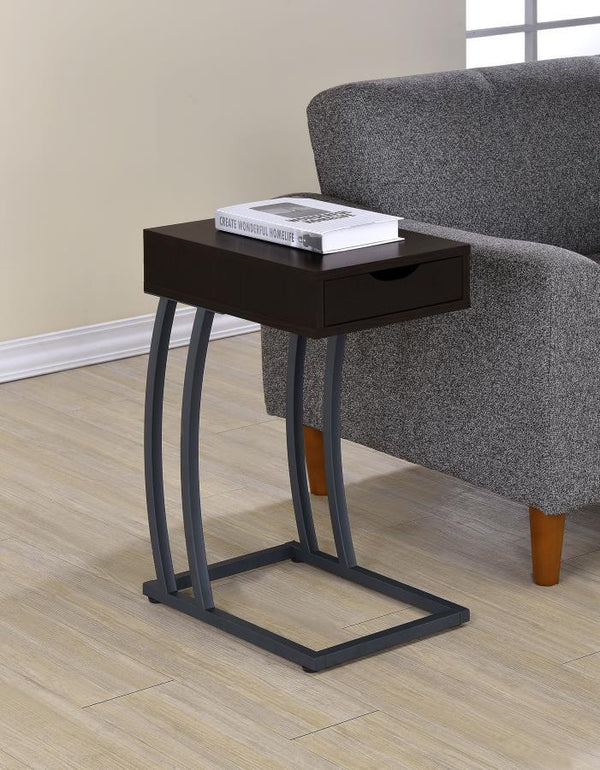  this cappuccino accent table is full of contemporary upgrades. Great as an end