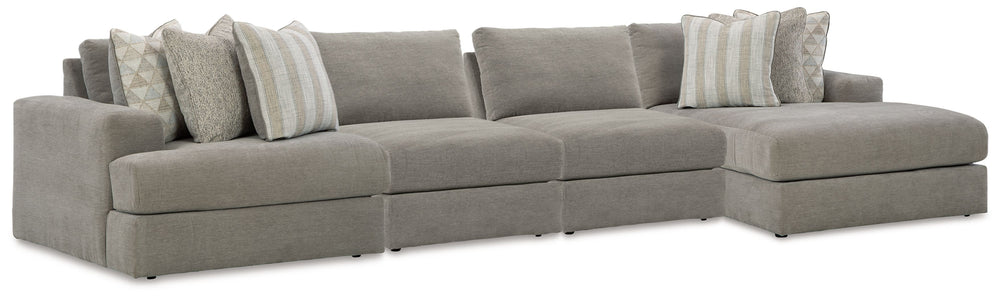 The casual, low-slung shape of this sectional makes it fully lounge-ready. Its deep seating invites you to sink right in, with bold beveled block arms that are softened by bullnose â€œwaterfallâ€ cushions. Best of all, the modular design lets you stage t