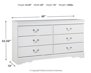 Anarasia - White - Six Drawer Dresser