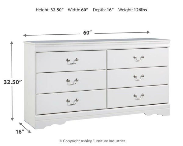 Anarasia - White - Six Drawer Dresser