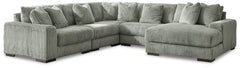 Plush and posh. Showcase your eye for on-trend texture with the statement-making cord upholstery of this sectional with chaise. Its stunningly soft fabric entices in a warm neutral hue, complementing contemporary color palettes. Sink into the cushions and