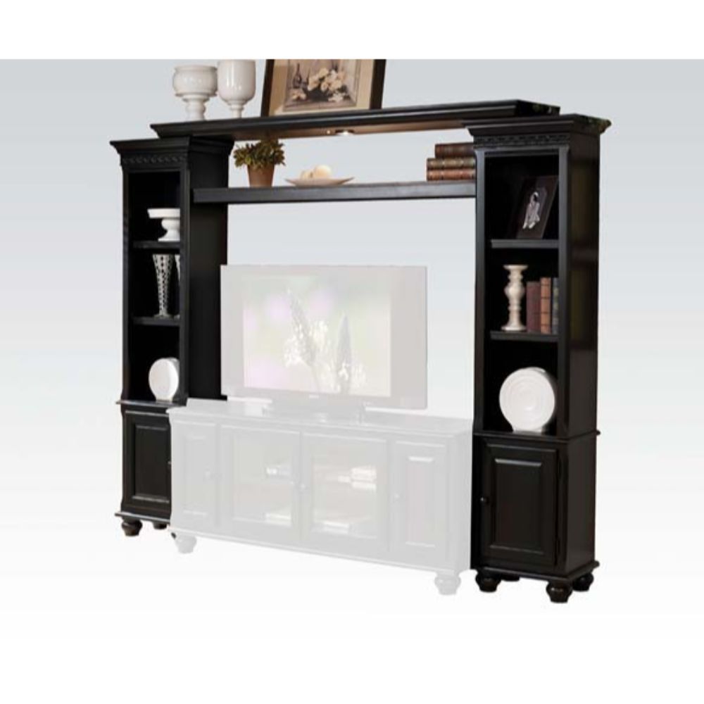 Entertainment Center, 2 Side Piers (Each 3 Open Compartments and 1 Wooden Door), Shelf Bridge with Light Function, Sold Separately: TV Stand