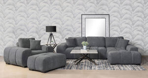 Octavia - Upholstered Rectangular Ottoman - Charcoal Gray