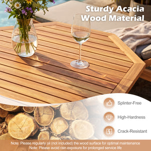 37.5" wide octagonal tabletop enables 4 people to dine comfortably<br>User-friendly folding design is space-saving and easy to carry for convenience<br>Slatted tabletop allows water to drain quickly  preventing accumulation<br>Reinforced crossbar increase