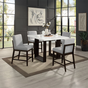 Edwyn - Counter Height Table - White Natural Marble Top & Espresso Finish