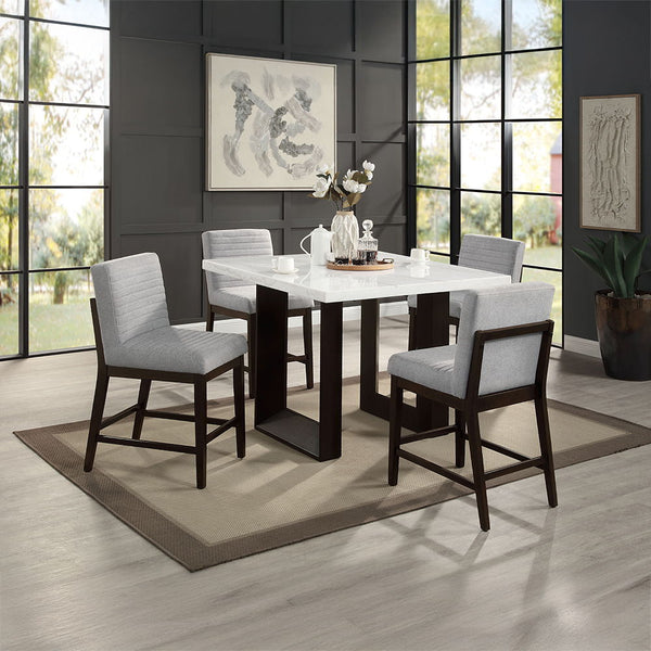 Edwyn - Counter Height Table - White Natural Marble Top & Espresso Finish