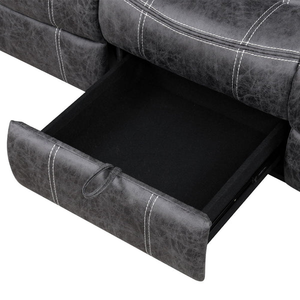 Zubaida - Power Motion With Drop Down Table - Dark Gray Polish Microfiber