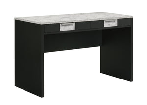 Redefine your workspace with this striking and sophisticated piece, designed for those who appreciate modern elegance and functionality. Featuring a bold, black base paired with a stunning marble-inspired surface, this sleek workstation makes a powerful s
