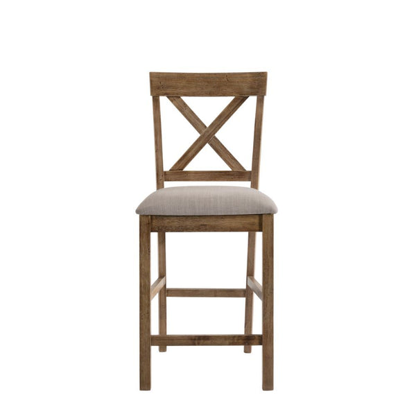 The Martha II Counter Height Chair will anchor any dining area in effortless style. This contemporary armless chair features a wood frame and backrest with a unique â€˜X-' shaped design and is perfect for weekday meals and family gatherings alike. The ver