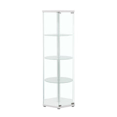 A fetching silhouette blends modern architecture with a fashionable finish. This curio cabinet illustrates the benefit of geometric design. A hexagonal shape offers an enticing look in a contemporary space. Finished in radiant white, it delivers fresh ene