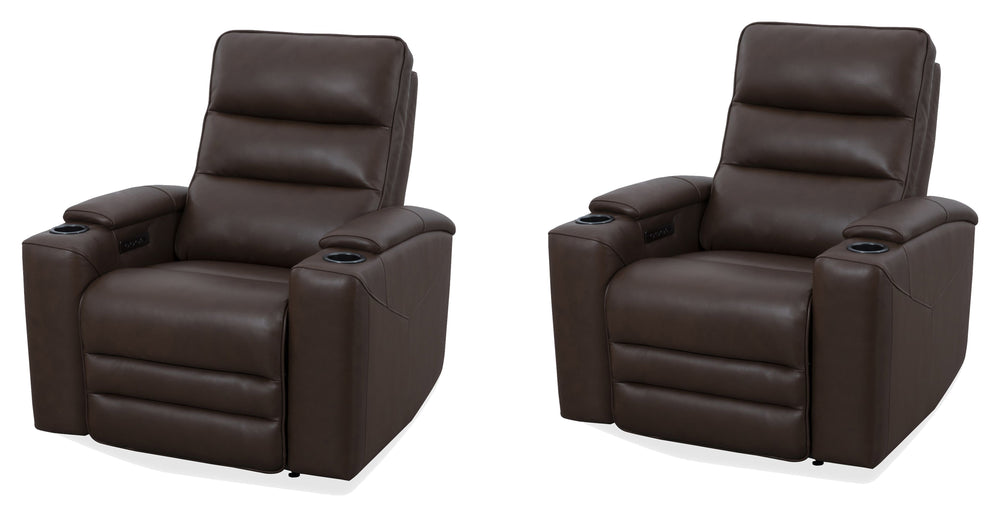 Nexus provides comfortable seating with zero-gravity power recline, lumbar support, and an independent power headrest for personalized relaxation. It features sleek black stainless steel cupholders and a spacious top-grain leather design. Each recliner ha