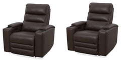Nexus provides comfortable seating with zero-gravity power recline, lumbar support, and an independent power headrest for personalized relaxation. It features sleek black stainless steel cupholders and a spacious top-grain leather design. Each recliner ha