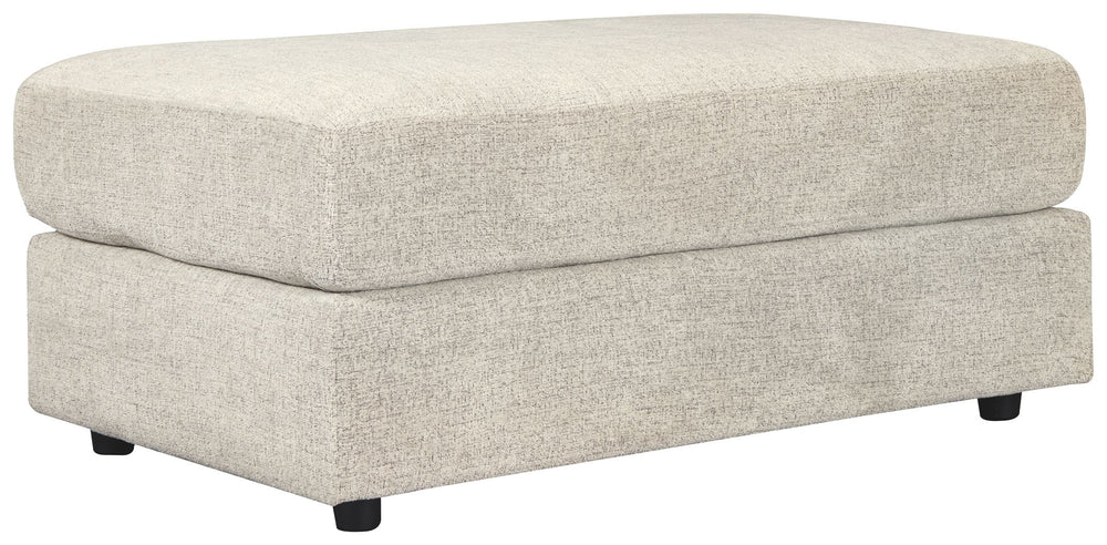 Flaunting a trendsetting silhouette, this oversized accent ottoman puts the contemporary in your contemporary home. Its ample surface space gives you elongated plushness for foot relaxation. And the chunky chenille fabric satisfies your need for a piece t